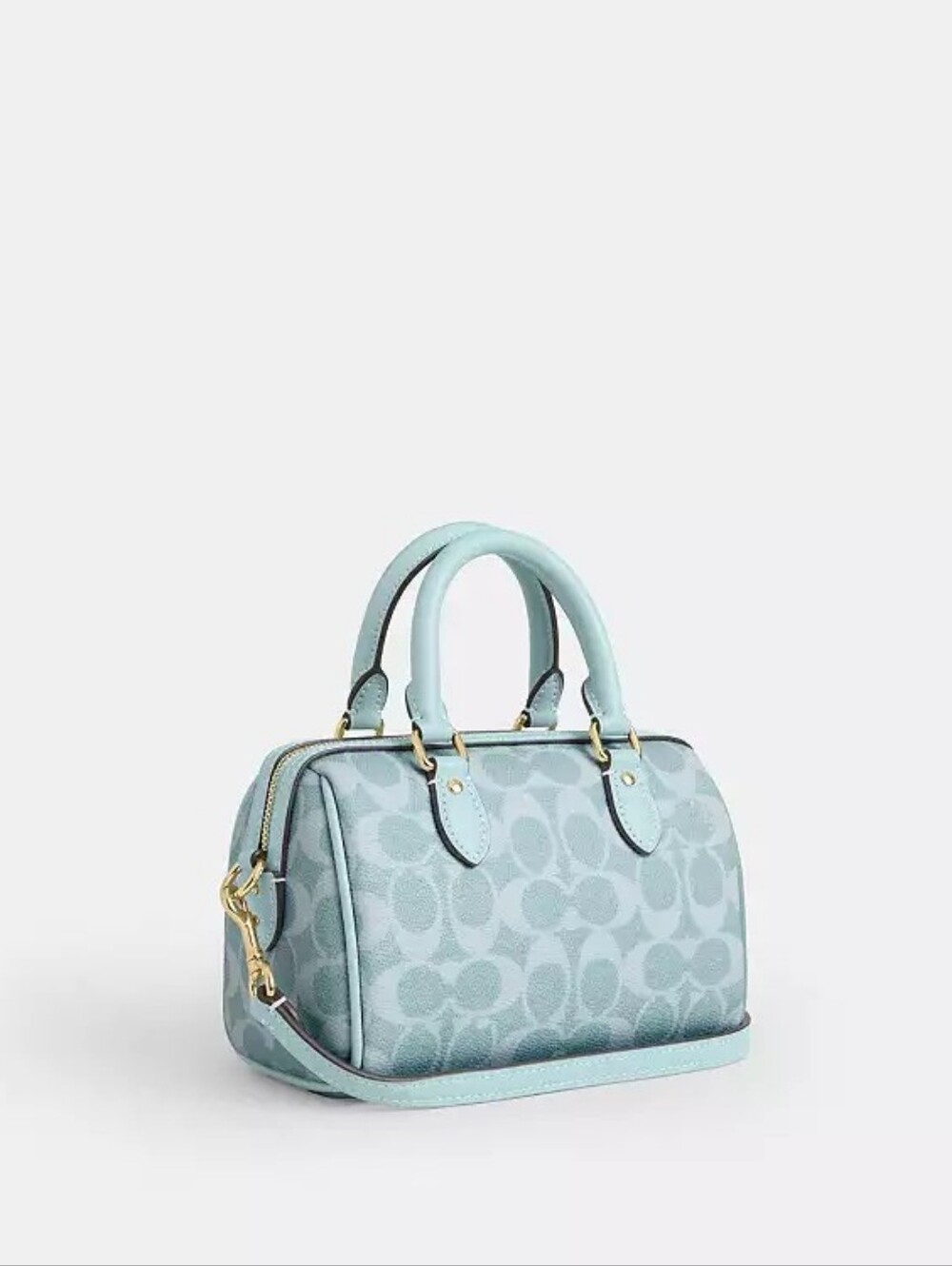 Coach Mini Rowan Crossbody BagIn Signature Canvas (Light blue) - Picture 12 of 14